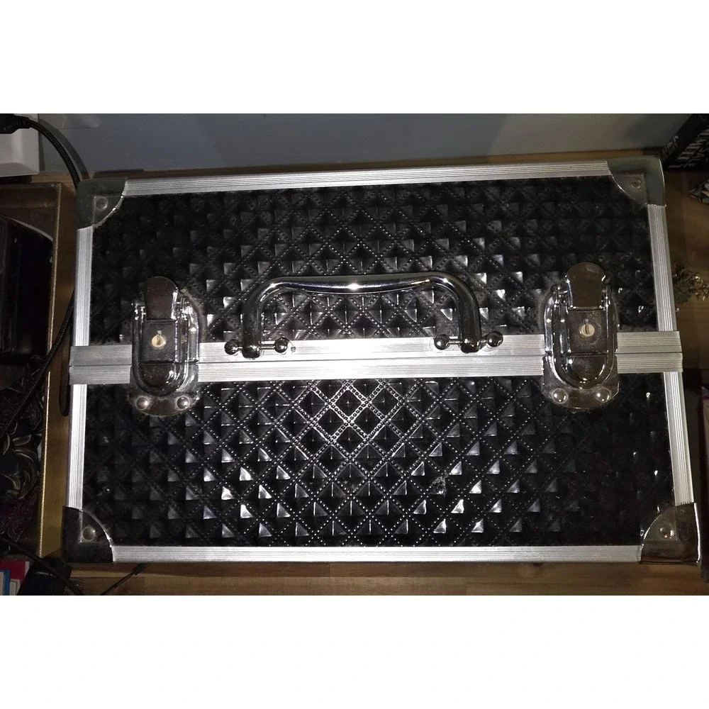 Caboodles Black Quilted Diamond Makeup Train Case Organizer Vintage no key